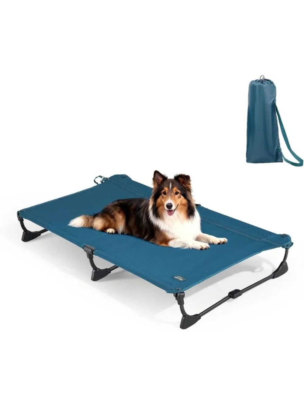 Elevated Dog Bed for Large Pets, Portable Cooling Cot with Non-Slip Feet, 43